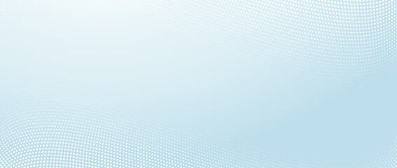 Halftone wave lines texture. White dotted stripes on light blue background. Warped and curved lines wallpaper. Sea water, air flow, wind concept. Vector design template