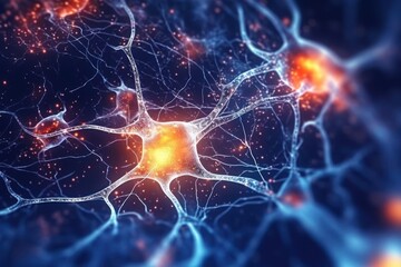active nerve cells Neural networks and electrical activity of neurons. Neurology. Neurology. Brain activity. nervous system and impulses microbiology concept Generated with AI