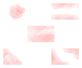 Set of watercolor pink soft abstract background and texture isolated on white. Vector collection
