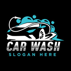 Elegant car wash logo design. Car washing service vector illustration