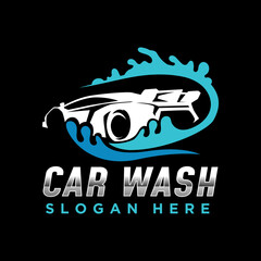Elegant car wash logo design. Car washing service vector illustration