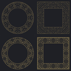 Set decorative circular vintage geometrical ornament.