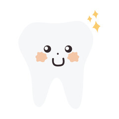 Teeth cartoon character illustration. Cartoon dental character. Cute dentist mascot. Oral health and dental inspection teeth. Medical dentist tool element.