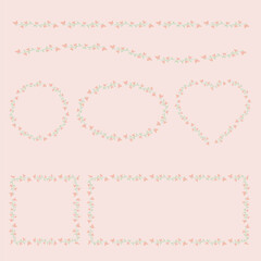 The flower Boarder cartoon style bundle set natural concept
