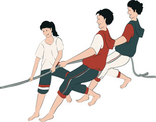 Tug of War Competition Hand Drawn