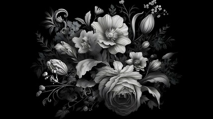 美しく神秘的なモノクロの花の世界