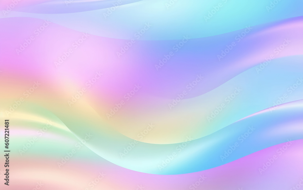 Wall mural pastel rainbow colors gradient waves abstract background. created with generative ai technology