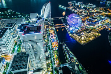 神奈川県横浜市西区みなとみらいの展望台からの都市夜景