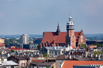 Aerial view of the Corpus Christi Basilica in Krakow