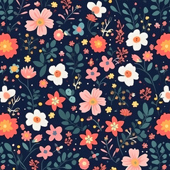Cute Flowers Seamless Pattern Illustration
