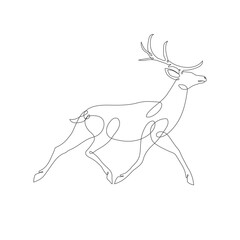 Deer line art icon. Deer continuous line drawing. Deer one line draw graphic vector. Vector illustration