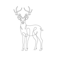 Deer line art icon. Deer continuous line drawing. Deer one line draw graphic vector. Vector illustration