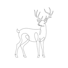 Deer line art icon. Deer continuous line drawing. Deer one line draw graphic vector. Vector illustration