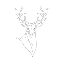 Deer head one line icon illustration. Single continuous line drawing of deer head. Abstract one line drawing deer head graphic vector. Vector illustration