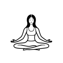 Girl who meditates vector illustration isolated on transparent background