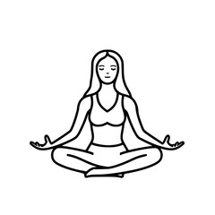 Girl who meditates vector illustration isolated on transparent background