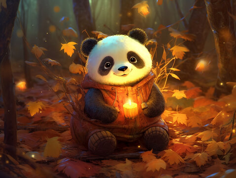 Download Adorable Kawaii Panda Wallpaper