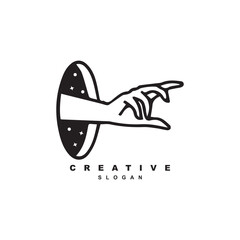 Creative hand portal dimension logo design vector. teleport hand logo illustration