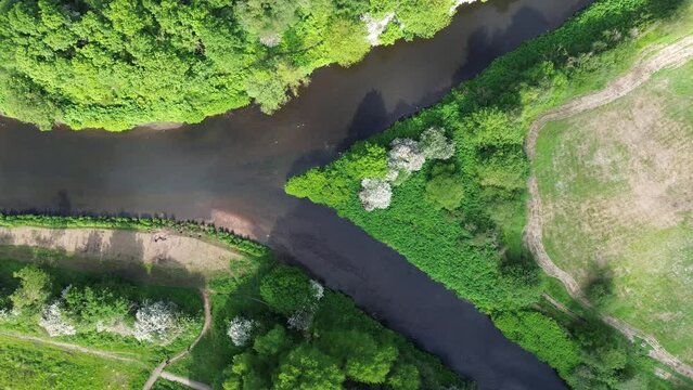 River in Manchester UK aerial view