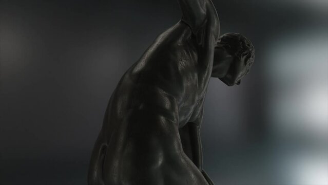 Discobolus study of the famous statue, with this smooth 180 orbit shot starting with a medium shot and slowly pushing in a little to a beautifully framed shot
