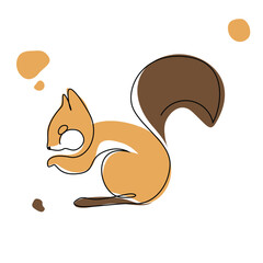 Squirrel Line Art Vector. Squirrel Illustration design for Wall art Print