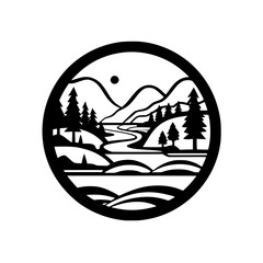 Landscape vector illustration isolated on transparent background