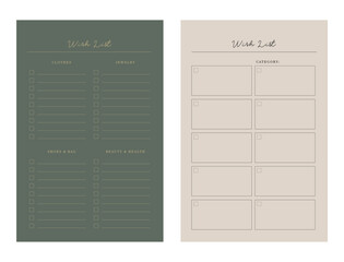 set of Wish List Planner.