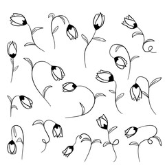 Flower Doodle. Flower pattern. Flower hand drawn vector illustration. Floral graphic element. 