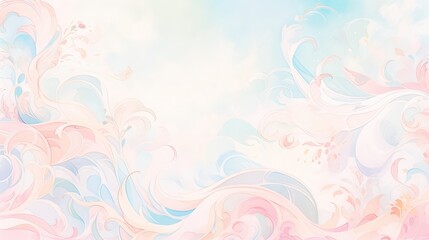 Fototapeta na wymiar Whimsical Watercolor Dreams Background. Dreamy watercolor painting with delicate swirls and soft pastel hues. Tranquility and enchantment feel. Generative AI.