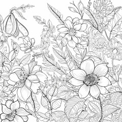 Line Drawing Lacy Floral Pattern Intricate Illustration