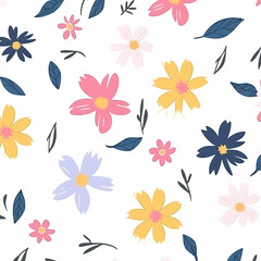 Fototapeta na wymiar Simple Flower Pattern On White Background Illustration