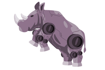 Rhino rhinoceros horn big robot animal toys robotic creature machine futuristic cyborg illustration graphic
