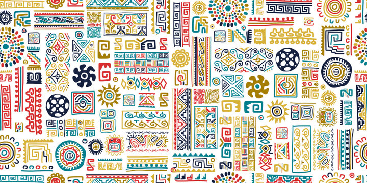 Ethnic handmade ornament, seamless pattern