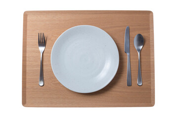 白いお皿とナイフとフォークとスプーン 透明背景