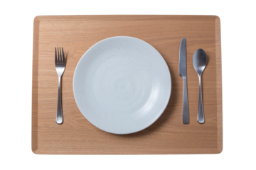 白いお皿とナイフとフォークとスプーン 透明背景
