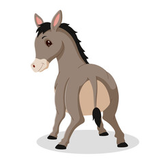 Cartoon donkey smile and happy. Cute donkey cartoon seen from behind. Vector illustration