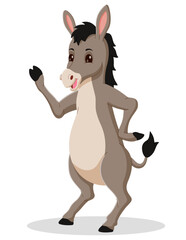 Cute cartoon donkey waving its hand. Cheerful Donkey Delights. Vector illustration