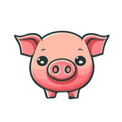 Pink Cute kawaii Pig icon illustration