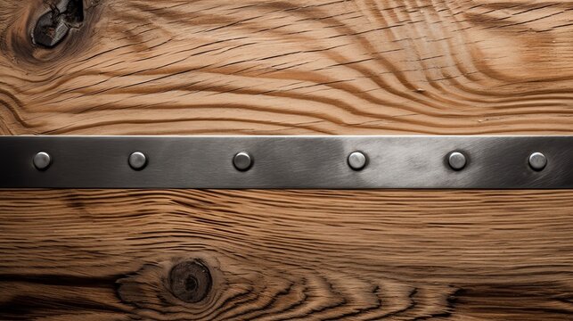 Detailed wood and metal texture with connecting strip and rivets