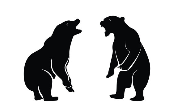 black bear shadow fighting for logos or designs. Bear icon - vector concept illustration for design on a white background