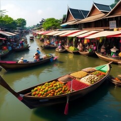 Obraz premium floating market in thailand.