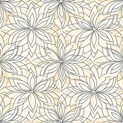 Line Art Floral Seamless Pattern Illustration