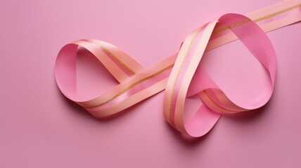 Pink ribbons with pink background Generative AI