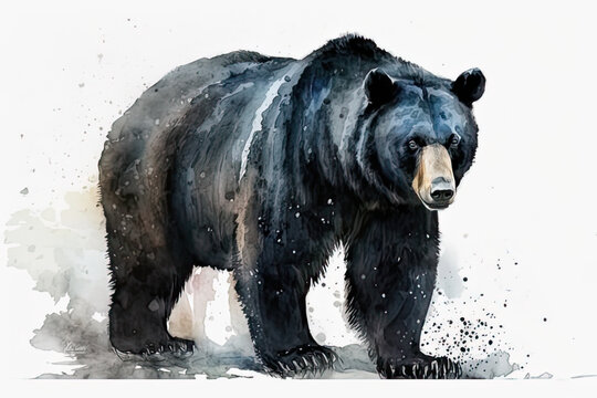 Black_Bear_water_color_paint_on_white_background