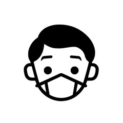 Boy wearing mask vector illustration isolated on transparent background