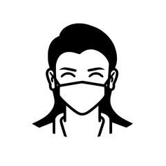 Woman wearing mask vector illustration isolated on transparent background