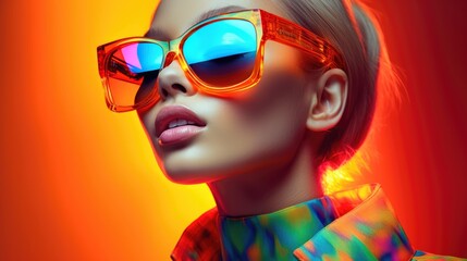 Stylish beautiful fashion girl wear trendy sunglasses. Generative AI