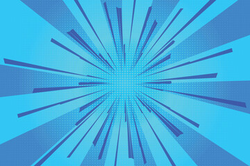 Abstract dots pop art comic book style retro background with exploding rays