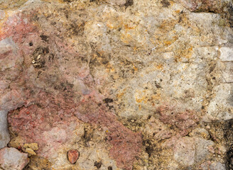 The surface of a mountain plateau with a shallow stone structure , upper angle, close-up.