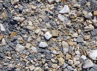 The surface of a mountain plateau with a shallow stone structure , upper angle, close-up.